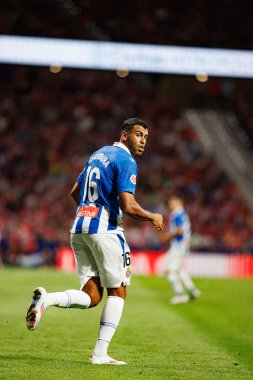 Estadio Civitas Metropolitano 'da Atletico de Madrid ve RCD Espanyol takımları arasında LaLiga EA SPORTS maçı sırasında görülen Walid Cheddira