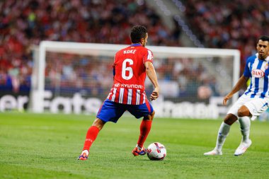 Estadio Civitas Metropolitano 'da Atletico de Madrid ve RCD Espanyol takımları arasında oynanan LaLiga EA SPORTS maçı sırasında görülen Koke