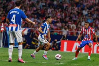 Alvaro Aguedo, Estadio Civitas Metropolitano 'da Atletico de Madrid ve RCD Espanyol takımları arasında LaLiga EA SPORTS maçı sırasında görüldü.