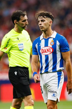 Alvaro Aguedo, Estadio Civitas Metropolitano 'da Atletico de Madrid ve RCD Espanyol takımları arasında LaLiga EA SPORTS maçı sırasında görüldü.