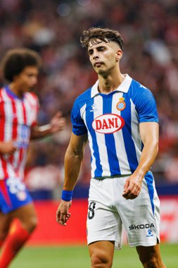 Alvaro Aguedo, Estadio Civitas Metropolitano 'da Atletico de Madrid ve RCD Espanyol takımları arasında LaLiga EA SPORTS maçı sırasında görüldü.