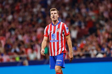 Alexander Sorloth LaLiga EA SPORTS maçı sırasında Estadio Civitas Metropolitano 'da Atletico de Madrid ve RCD Espanyol takımları arasında görüldü.