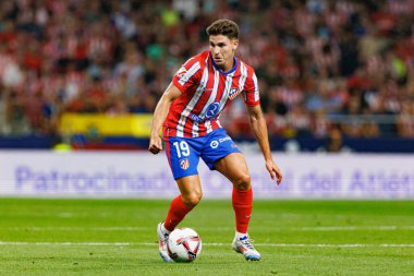 Julian Alvarez LaLiga EA SPORTS maçı sırasında Estadio Civitas Metropolitano 'da Atletico de Madrid ve RCD Espanyol takımları arasında görüldü.