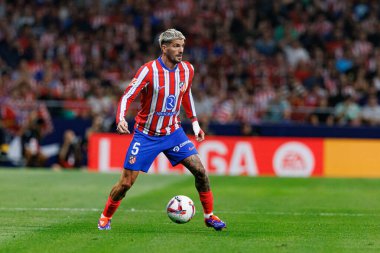 Rodrigo de Paul, Estadio Civitas Metropolitano 'da Atletico de Madrid ve RCD Espanyol takımları arasında oynanan LaLiga EA SPORTS maçı sırasında görüldü.