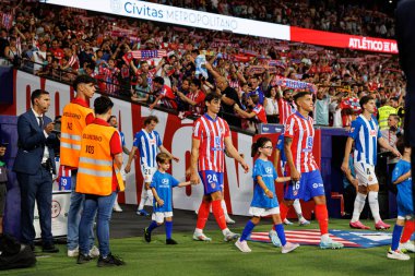 Robin Le Normand, Nahuel Molina LaLiga EA SPORTS maçı sırasında Estadio Civitas Metropolitano 'daki Atletico de Madrid ve RCD Espanyol takımları arasında görüldü.