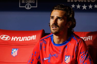 Antoine Griezmann, Estadio Civitas Metropolitano 'da Atletico de Madrid ve RCD Espanyol takımları arasında oynanan LaLiga EA SPORTS maçı sırasında görüldü.