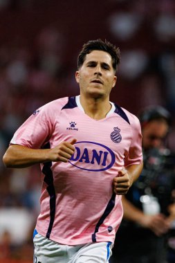 Alvaro Tejero, Atletico de Madrid ve Estadio Civitas Metropolitano 'daki RCD Espanyol takımları arasında LaLiga EA SPORTS maçı sırasında görüldü.