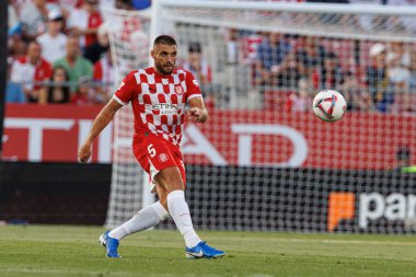 David Lopez, LaLiga EA SPORTS maçı sırasında Girona FC ve CA Osasuna takımları arasında Estadi Montilivi 'de görüldü (Maciej Rogowski)