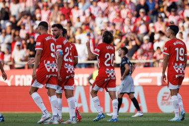 Bryan Gil, Estadi Montilivi 'deki Girona FC ve CA Osasuna takımları arasındaki LaLiga EA SPORTS maçında gol attıktan sonra kutlama yaparken görüldü (Maciej Rogowski)