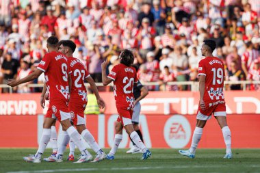 Bryan Gil, Estadi Montilivi 'deki Girona FC ve CA Osasuna takımları arasındaki LaLiga EA SPORTS maçında gol attıktan sonra kutlama yaparken görüldü (Maciej Rogowski)