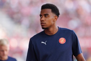 Jhon Solis, Girona FC ve CA Osasuna takımları arasında Estadi Montilivi 'de oynanan LaLiga EA SPORTS maçı sırasında görüldü (Maciej Rogowski)