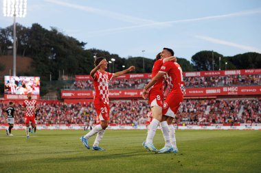 Viktor Tsygankov, Estadi Montilivi 'de (Maciej Rogowski) Girona FC ve CA Osasuna takımları arasında oynanan LaLiga EA SPORTS maçında gol attıktan sonra kutlama yaparken görüldü.)