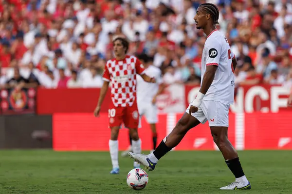 stock image Loic Bade seen during LaLiga EA SPORTS game between teams of Sevilla FC and Girona FC at Estadio Ramon Sanchez Pizjuan (Maciej Rogowski)