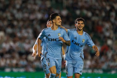 Alex Sancris, Estadio Nuevo Arcangel 'de (Maciej Rogowski) Cordoba CF ve Burgos CF takımları arasında oynanan LaLiga 2 Hypermotion maçında gol attıktan sonra kutlama yaparken görülüyor.)