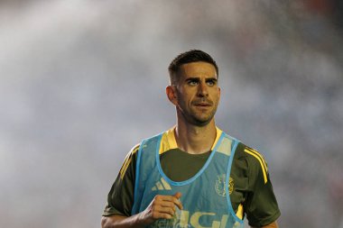 Daniel Ojeda, LaLiga 2 Hypermotion maçı sırasında Estadio Nuevo Arcangel 'deki Cordoba CF ve Burgos CF takımları arasında görüldü (Maciej Rogowski)
