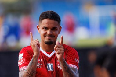 Lucas Soares, Liga Portekiz maçı sırasında Estadio Belediyesi Rio Maior 'da Casa Pia AC ve CD Santa Clara takımları arasında görüldü (Maciej Rogowski)