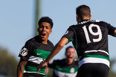 Joao Silva, Liga Revelacao maçında Estadio Aurelio Pereira 'daki SL Benfica ve Sporting CP takımları arasında attığı golü kutlarken görüldü.