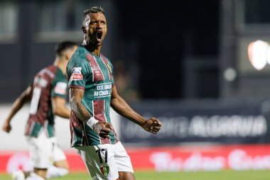Luis Nani, Liga Portekiz maçında gol attıktan sonra Estrela Amadora ve Boavista FC takımları arasında Estadio Jose Gomes 'de (Maciej Rogowski)