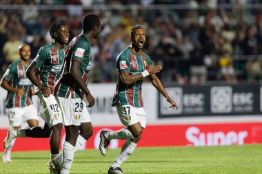 Luis Nani, Liga Portekiz maçında gol attıktan sonra Estrela Amadora ve Boavista FC takımları arasında Estadio Jose Gomes 'de (Maciej Rogowski)