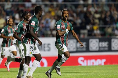 Luis Nani, Liga Portekiz maçında gol attıktan sonra Estrela Amadora ve Boavista FC takımları arasında Estadio Jose Gomes 'de (Maciej Rogowski)