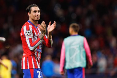 Jose Maria Gimenez UEFA Şampiyonlar Ligi maçında Atletico de Madrid ve Red Bull Leipzig (Maciej Rogowski) takımları arasında görüldü.)