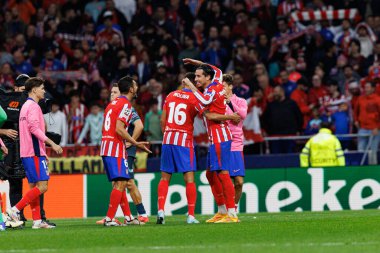 Atletico oyuncuları UEFA Şampiyonlar Ligi maçında Atletico de Madrid ve Red Bull Leipzig (Maciej Rogowski)