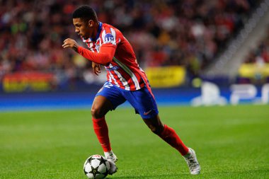 Samuel Lino UEFA Şampiyonlar Ligi maçında Atletico de Madrid ve Red Bull Leipzig (Maciej Rogowski) takımları arasında görüldü.)