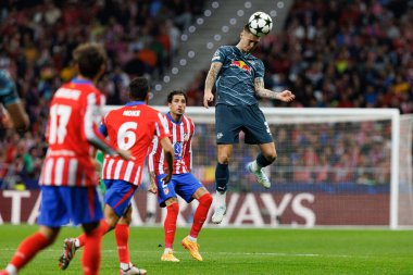 Benjamin Sesko UEFA Şampiyonlar Ligi maçında Atletico de Madrid ve Red Bull Leipzig (Maciej Rogowski) takımları arasında görüldü.)