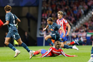 Antoine Griezmann, Xavi Simons UEFA Şampiyonlar Ligi maçında Atletico de Madrid ve Red Bull Leipzig (Maciej Rogowski) takımları arasında görüldü.)