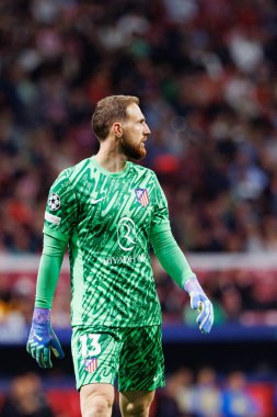 Jan Oblak UEFA Şampiyonlar Ligi maçında Atletico de Madrid ve Red Bull Leipzig (Maciej Rogowski) takımları arasında görüldü.)