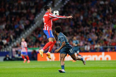 Robin Le Normand, Lois Openda UEFA Şampiyonlar Ligi maçında Atletico de Madrid ve Red Bull Leipzig (Maciej Rogowski) takımları arasında görüldü.)