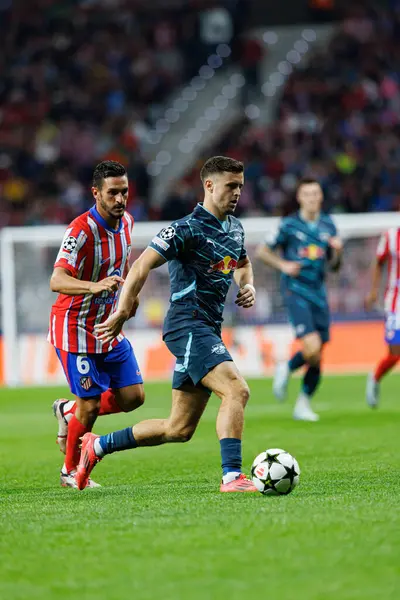 Koke, Christoph Baumgartner UEFA Şampiyonlar Ligi maçında Atletico de Madrid ve Red Bull Leipzig (Maciej Rogowski) takımları arasında görüldü.)