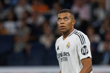 Estadio Santiago Bernabeu 'da Real Madrid FC ve RCD Espanyol de Barcelona takımları arasında oynanan LaLiga EA SPORTS maçı sırasında Kylian Mbappe görüldü (Maciej Rogowski)