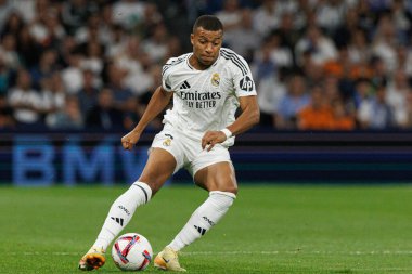 Estadio Santiago Bernabeu 'da Real Madrid FC ve RCD Espanyol de Barcelona takımları arasında oynanan LaLiga EA SPORTS maçı sırasında Kylian Mbappe görüldü (Maciej Rogowski)