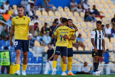 Joao Carvalho, Yanis Begraoui, Liga Portekiz maçında GD Estoril Praia ve CD Nacional takımları arasında attığı golü Estadio Antonio Coimbra da Mota 'da atarken gördü.