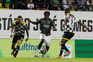 Ilija Vukotic, Manuel Keliano, Ibrahima Kamara, Estadio Jose Gomes 'deki CF Estrela Amadora ve Boavista FC takımları arasında oynanan Liga Portekiz maçı sırasında görüldü.