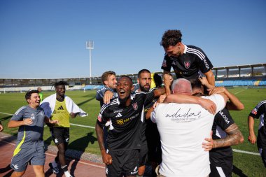 Casa Pia takımı, Liga Portekiz maçında Raul Garcia Gonzalez 'in attığı gol sonrasında Casa Pia AC ve Moreirense FC takımları arasında Estadio Municipal Rio Maior' da (Maciej Rogowski)