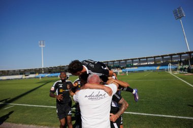 Casa Pia takımı, Liga Portekiz maçında Raul Garcia Gonzalez 'in attığı gol sonrasında Casa Pia AC ve Moreirense FC takımları arasında Estadio Municipal Rio Maior' da (Maciej Rogowski)