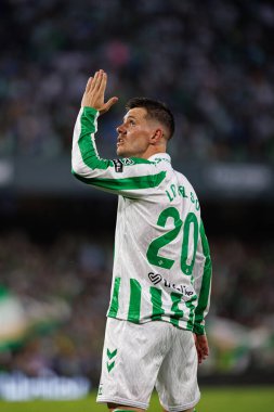 Giovani Lo Celso, Estadio Benito Villamarin 'deki Real Betis Balompie ve Getafe CF takımları arasındaki LaLiga EASPORTS maçında gol attıktan sonra kutluyor (Maciej Rogowski)