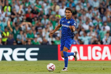 Estadio Benito Villamarin 'de Real Betis Balompie ve Getafe CF takımları arasında oynanan LaLiga EASPORTS maçı sırasında Diego Rico (Maciej Rogowski)