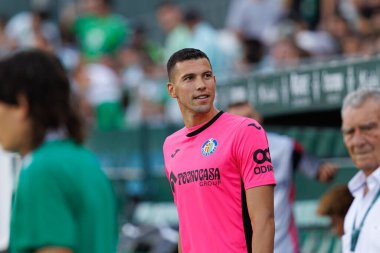 Estadio Benito Villamarin 'de Real Betis Balompie ve Getafe CF takımları arasındaki LaLiga EASPORTS maçı sırasında David Soria (Maciej Rogowski)