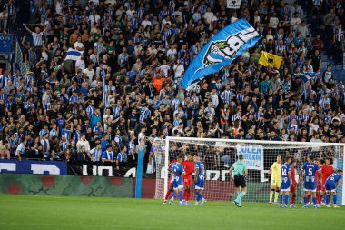 LaLiga EA SPORTS maçı sırasında Estadio Mendizorroza 'da Deportivo Alaves ve Sevilla FC takımları arasında Deportivo Alaves taraftarları görüldü (Maciej Rogowski)