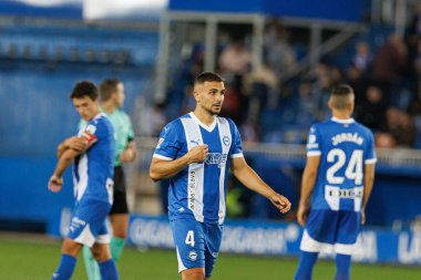 Aleksandar Sedlar, LaLiga EA SPORTS maçı sırasında Estadio Mendizorroza 'da Deportivo Alaves ve Sevilla FC takımları arasında görüldü (Maciej Rogowski)