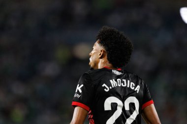 Estadio Benito Villamarin 'de Real Betis Balompie ve RCD Mallorca takımları arasındaki LaLiga EASPORTS maçı sırasında Johan Mojica (Maciej Rogowski)