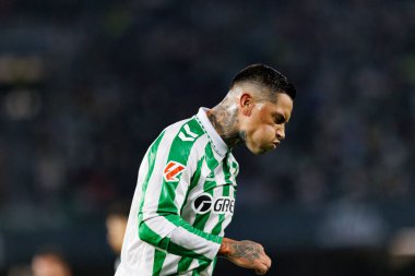 Estadio Benito Villamarin 'de Real Betis Balompie ve RCD Mallorca takımları arasında LaLiga EASPORTS maçı sırasında Chimy Avila (Maciej Rogowski)