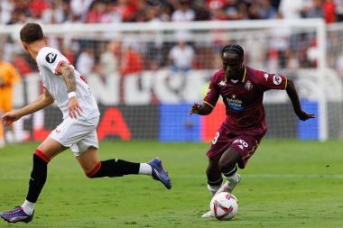 Amath Ndiaye, Estadio Ramon Sanchez Pizjuan 'da Sevilla FC ve Real Valladolid takımları arasında LaLiga EA SPORTS maçında görüldü (Maciej Rogowski)