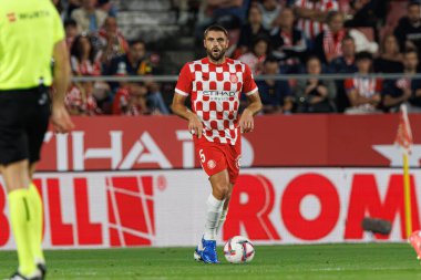 David Lopez, LaLiga EA SPORTS maçı sırasında Girona FC ve Rayo Vallecano takımları arasında Estadi Montilivi 'de görüldü (Maciej Rogowski)