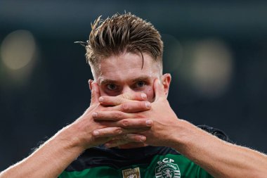 Viktor Gyokeres, Liga Portekiz maçında attığı gol sonrasında Estadio Jose Alvalade 'deki AVS Futebol SAD (Maciej Rogowski)
