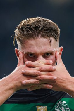 Viktor Gyokeres, Liga Portekiz maçında attığı gol sonrasında Estadio Jose Alvalade 'deki AVS Futebol SAD (Maciej Rogowski)
