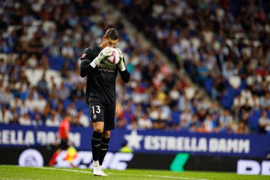 Diego Conde, LaLiga EASPORTS maçı sırasında RCD Espanyol de Barcelona ve Villarreal CF takımları arasında RCDE Stadyumu 'nda (Maciej Rogowski)